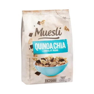 Muesli Hacendado con quinoa, chía y chocolate negro