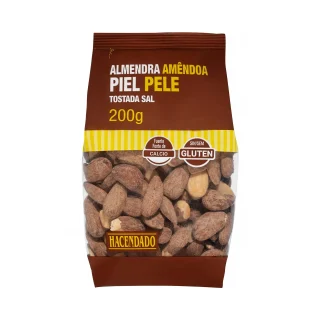 Almendra tostada y salada con piel