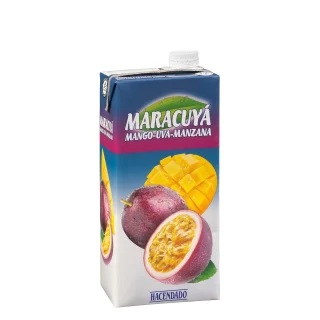 Néctar de maracuyá Hacendado fruta de la pasión, mango, uva y manzana