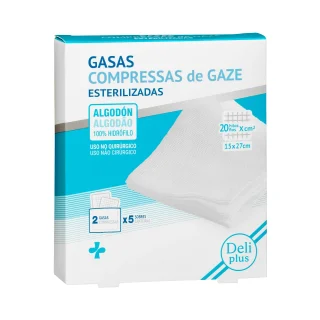 Gasas esterilizadas de algodón 100% hidrófilo Deliplus