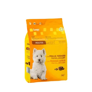 Comida perro adulto Compy con pollo, ternera, frutas y verduras