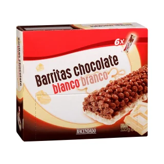Barritas de cereales Hacendado con chocolate blanco