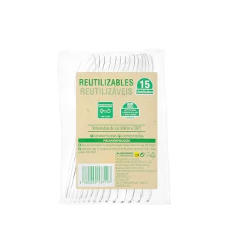 Cucharas postre de plástico Bosque Verde reutilizables