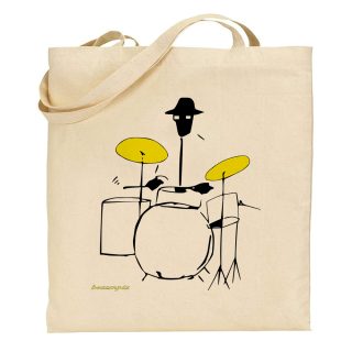 Bolsa de tela Tote bag Beatsnpix – The drummer white