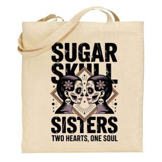 Bolsa de tela Tote bag Catrina – Sugar Skull Sisters Two Hearts, One Soul