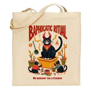 Bolsa de tela Tote bag Cat – Baphocatic Ritual We Worship the Litterbox