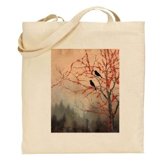 Bolsa de tela Tote bag China – Sumi-E birds tree art