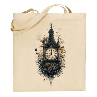 Bolsa de tela Tote bag Goth Clock – Vintage tower flowers art