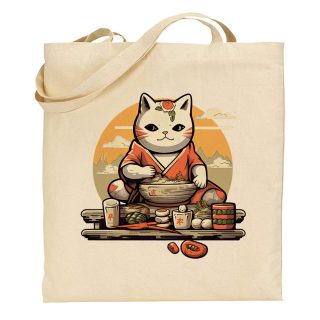 Bolsa de tela Tote bag Samurai Cat – Sushi cooker mountains