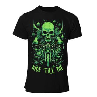 Camiseta Hombre Biker – Ride ‘till die green art