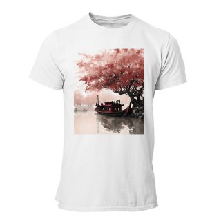 Camiseta Hombre China – Sumi-E tree lake art
