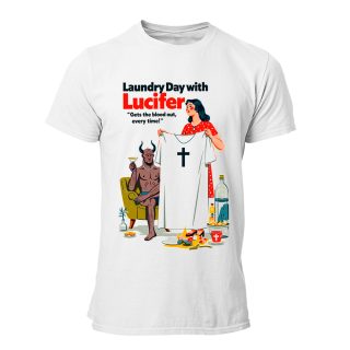 Camiseta Hombre Those wicked 50s – Laundry day with lucifer get the blood out every time