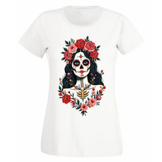 Camiseta Mujer Catrina – Beautiful Flowers Wh
