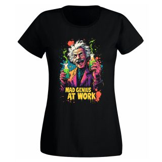 Camiseta Mujer Albert Einstein – Mad genius at work