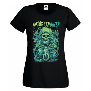Camiseta Mujer Biker – Monster green art