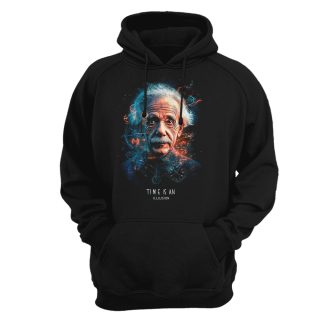 Sudadera con capucha Albert Einstein – Time is an illusion