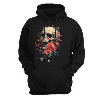 Sudadera con capucha Skull – Mouth open flowers vintage