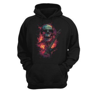 Sudadera con capucha Skull – Born to rock electric guitar fire