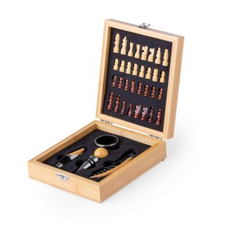 Set de Vinos y Ajedrez en Caja de Bambú Personalizada