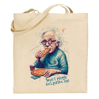 Bolsa de tela Tote bag Albert Einstein – Smart people eat pizza too