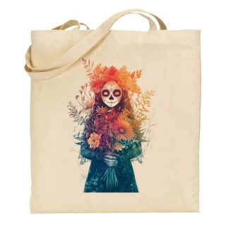 Bolsa de tela Tote bag Catrina – Ofrenda flores día de muertos
