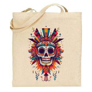 Bolsa de tela Tote bag Catrina – Sugar skull arte inca colores