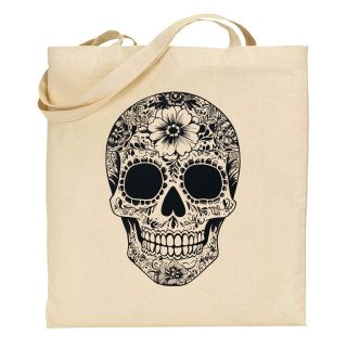 Bolsa de tela Tote bag Catrina – Sugar skull black and white tattoo ink