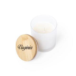 Vela Aromática de Vainilla en Cristal con Tapa de Bambú Personalizada