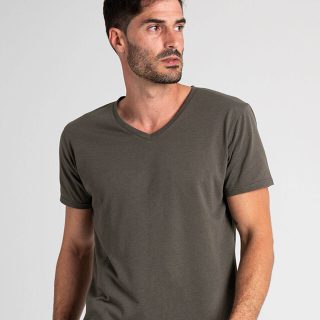 Camiseta antimosquitos cuello de pico caqui