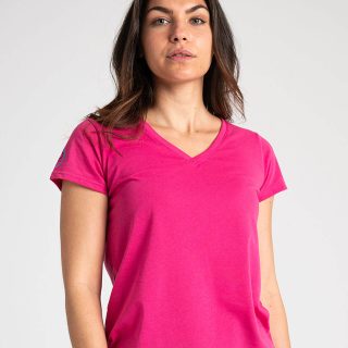 Camiseta antimosquitos cuello de pico rosa