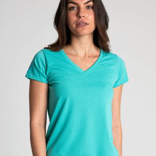 Camiseta antimosquitos cuello de pico turquesa