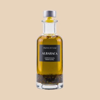 Aceite oliva virgen extra infusionado con albahaca – Llàgrimes del Canigó