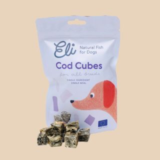 Cubos de piel de bacalao deshidratada 100% Natural Dog Treats – Eli
