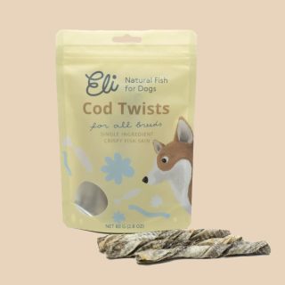 Torcidos de piel de bacalao deshidratado 100% Natural Dog Treats – Eli