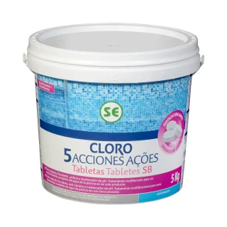 Cloro 5 acciones disolución lenta tabletas para piscina